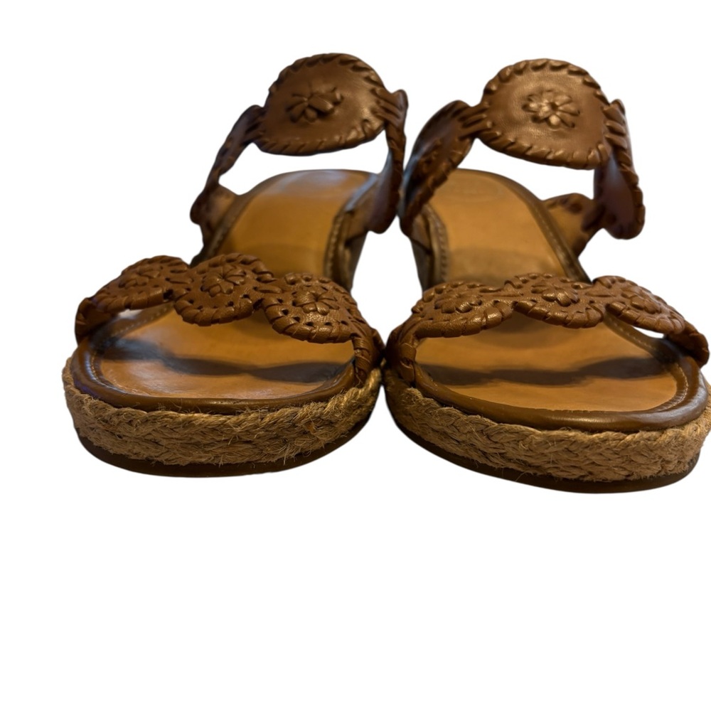 Jack Rogers Shelby Espadrille Wedge Slide Sandals Jute Leather Tan Brown Sz 8.5 - Picture 3 of 8